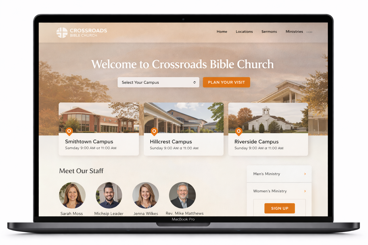 Crossroads Bible Church website design by Orderly X Dev