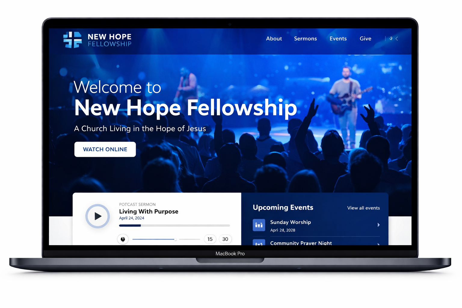 New Hope Fellowship website design by Orderly X Dev